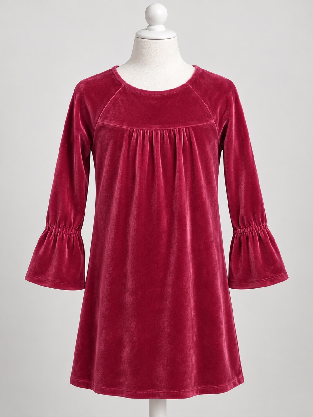 Tea Collection Girls Raspberry Velvet Bell Sleeve Dress Size 10